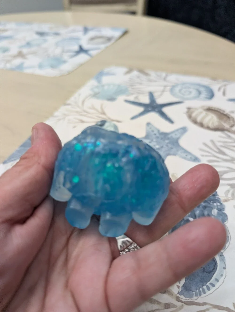 Blue Iridescent Hyland Cow Squishy Toy for Kids
